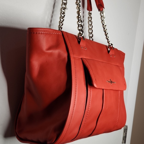EUC Cole Haan Smooth orange leather tote. Gold hardware.  Preloved sold as is - Picture 2 of 5
